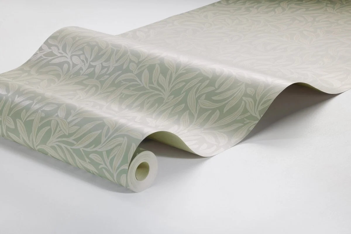 VINTERGRONA Gray Plant Motif Leaf Wallpaper with Beige