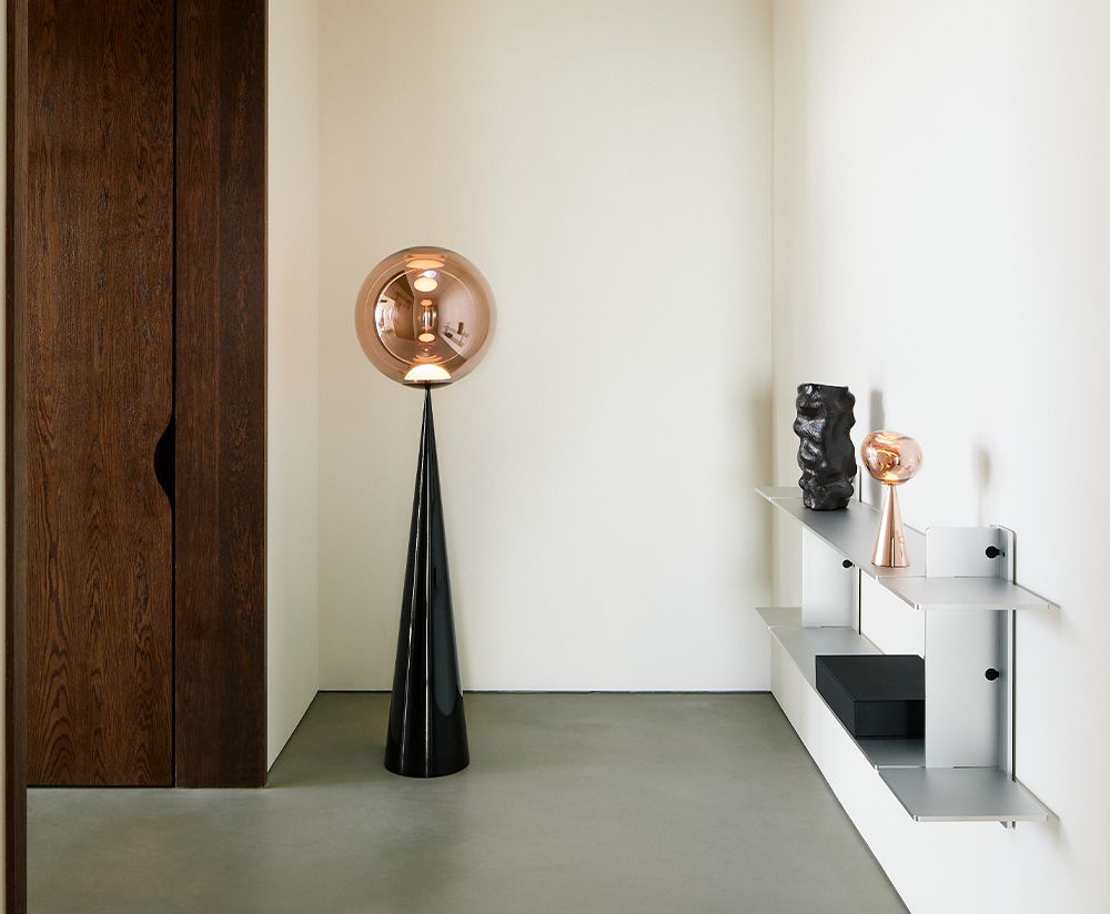 Vloerlamp GLOBE FAT koperkleurig