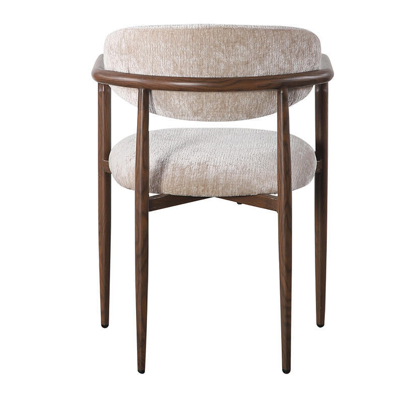 Fauteuil met armleuningen SAKE beige met een donkere houten basis