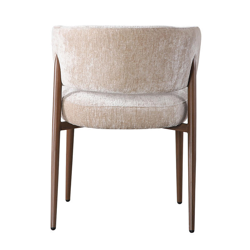 Beige FUJI stoel met een donkere houten basis