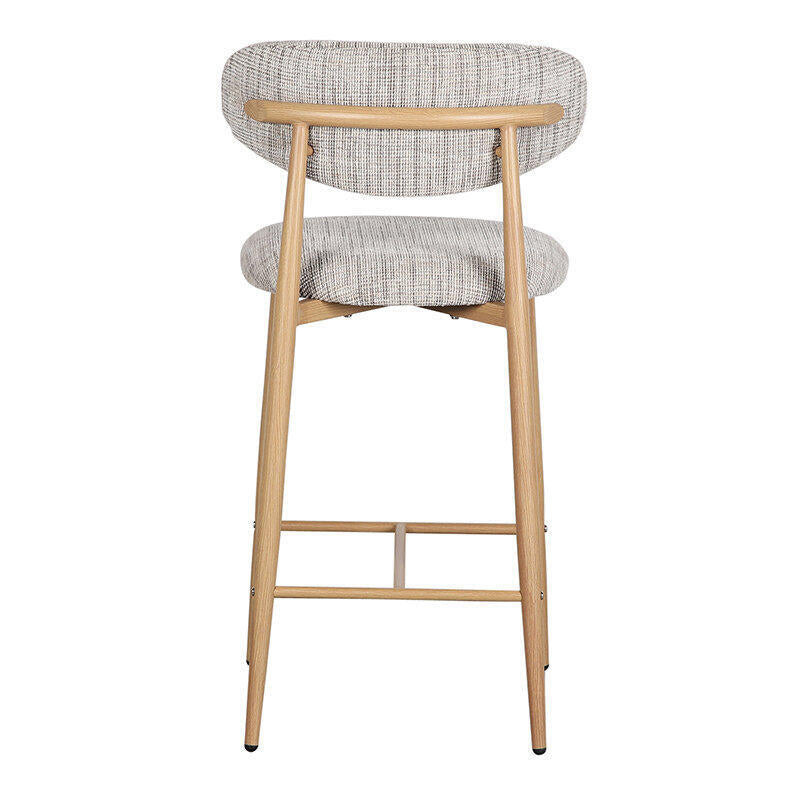 Hocker JAPANDI grau-beige mit Holzgestell