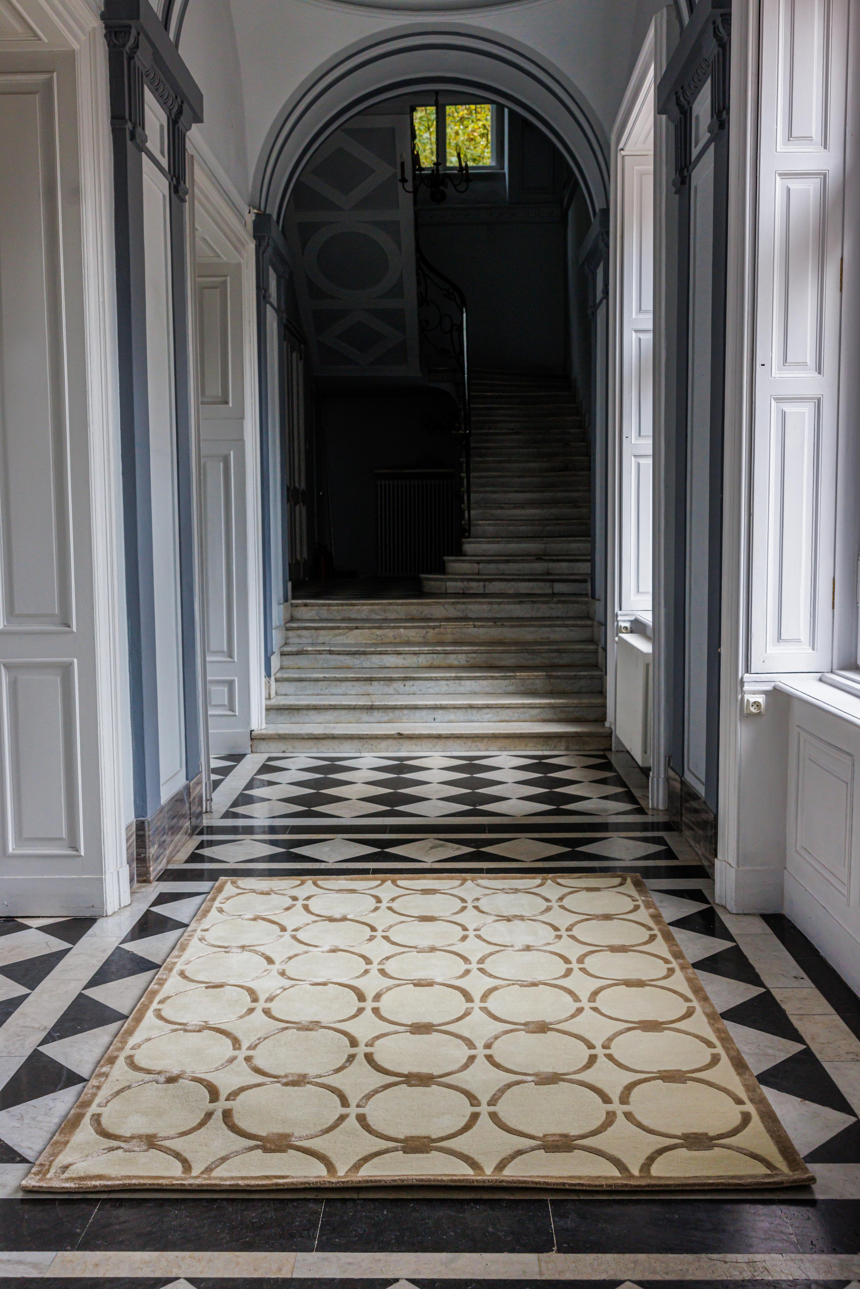 Teppich GLAM beige mit grauem geometrischem Muster