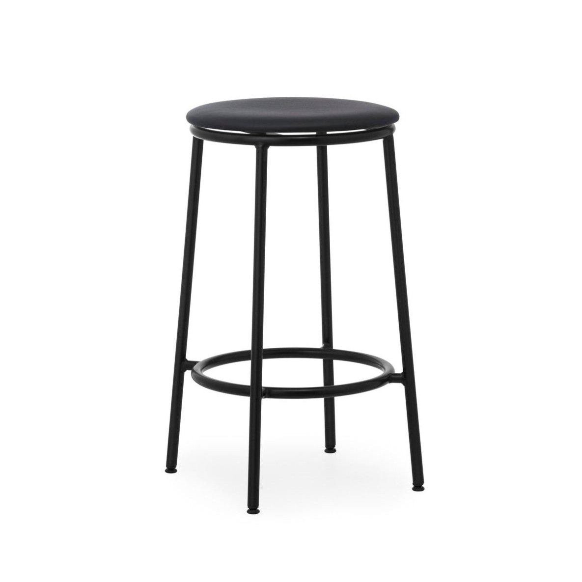 Black leather chair black with black base