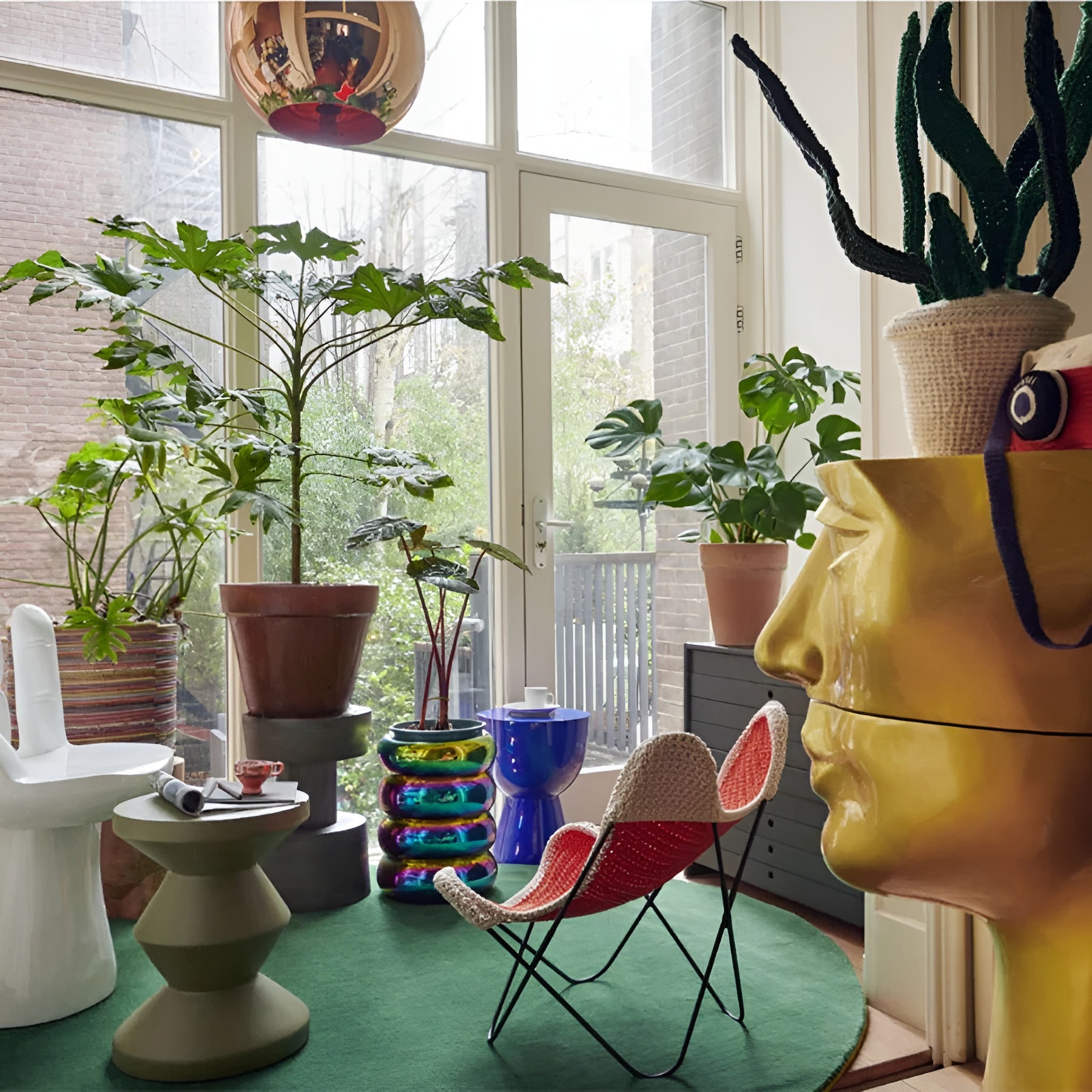 ZIG ZAG MATT olive outdoor stool