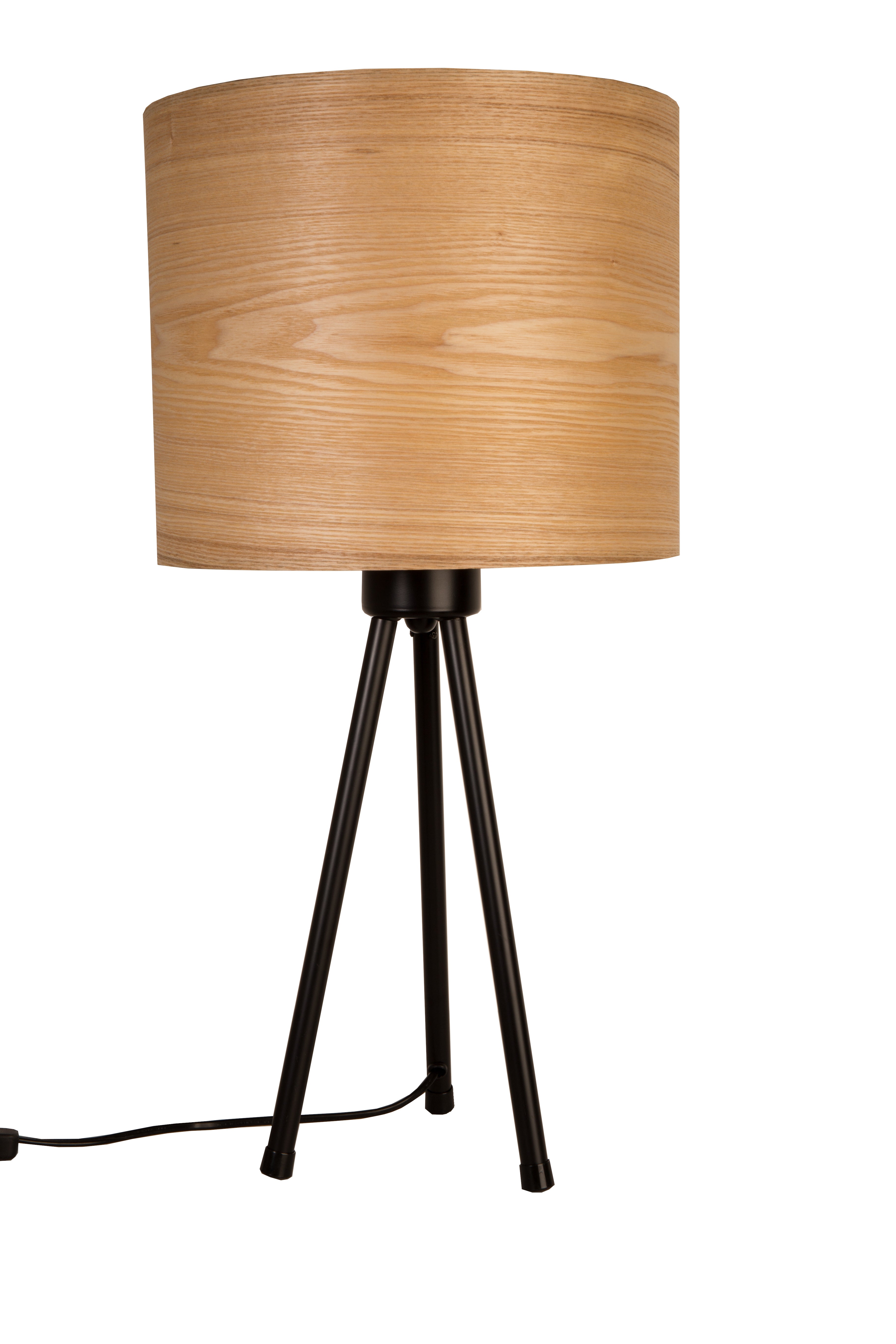 WOODLAND table lamp with ash veneer and black base