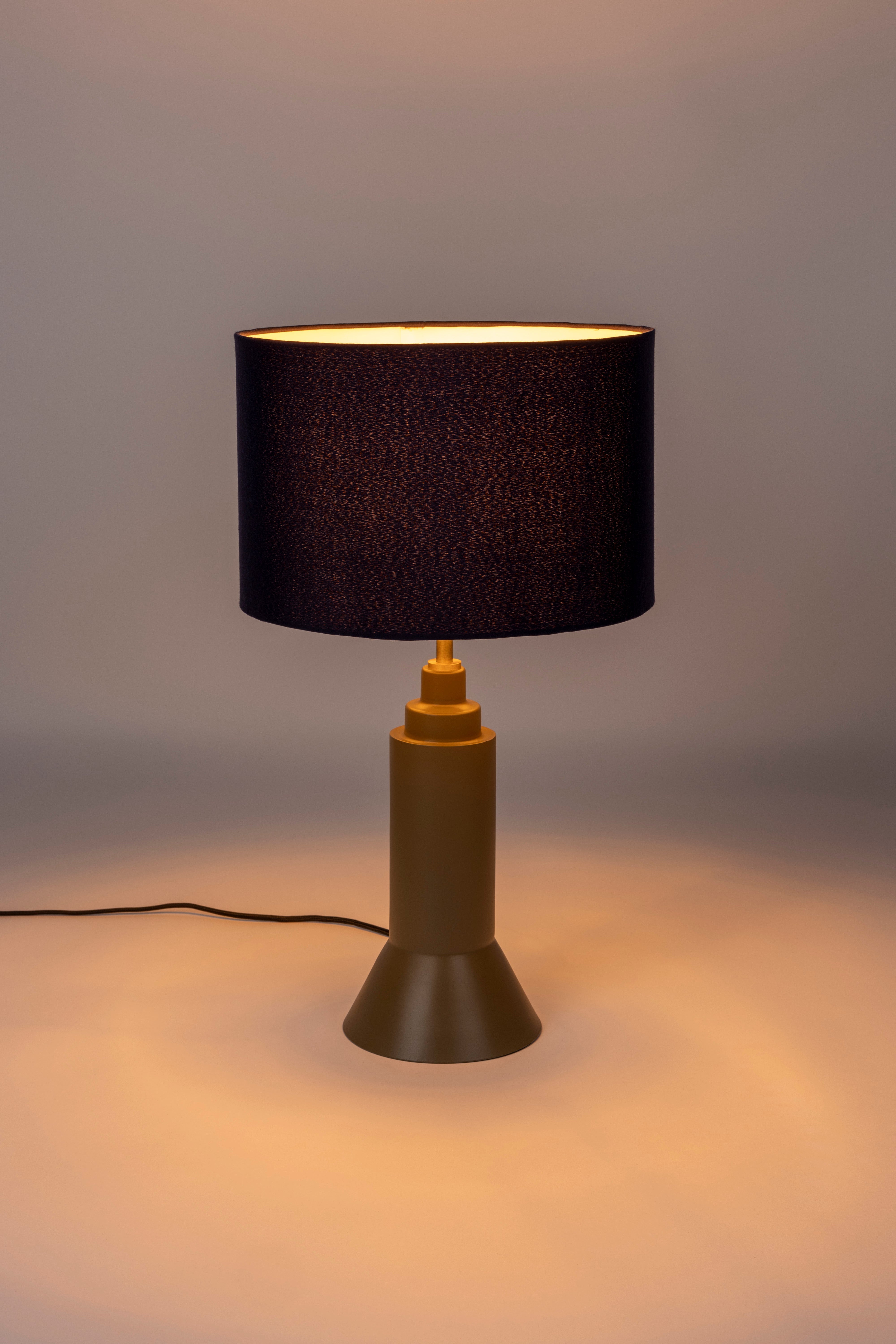 Lampa stołowa KAJA granatowy – mosiądz i bawełna