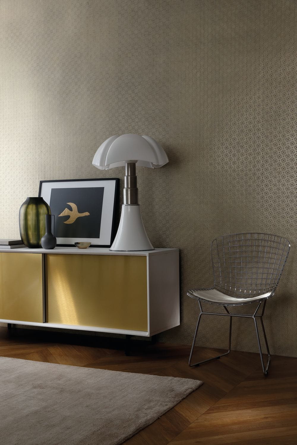 Metallische Tapete mit geometrischem Muster KHEOPS - TAUPE taupe