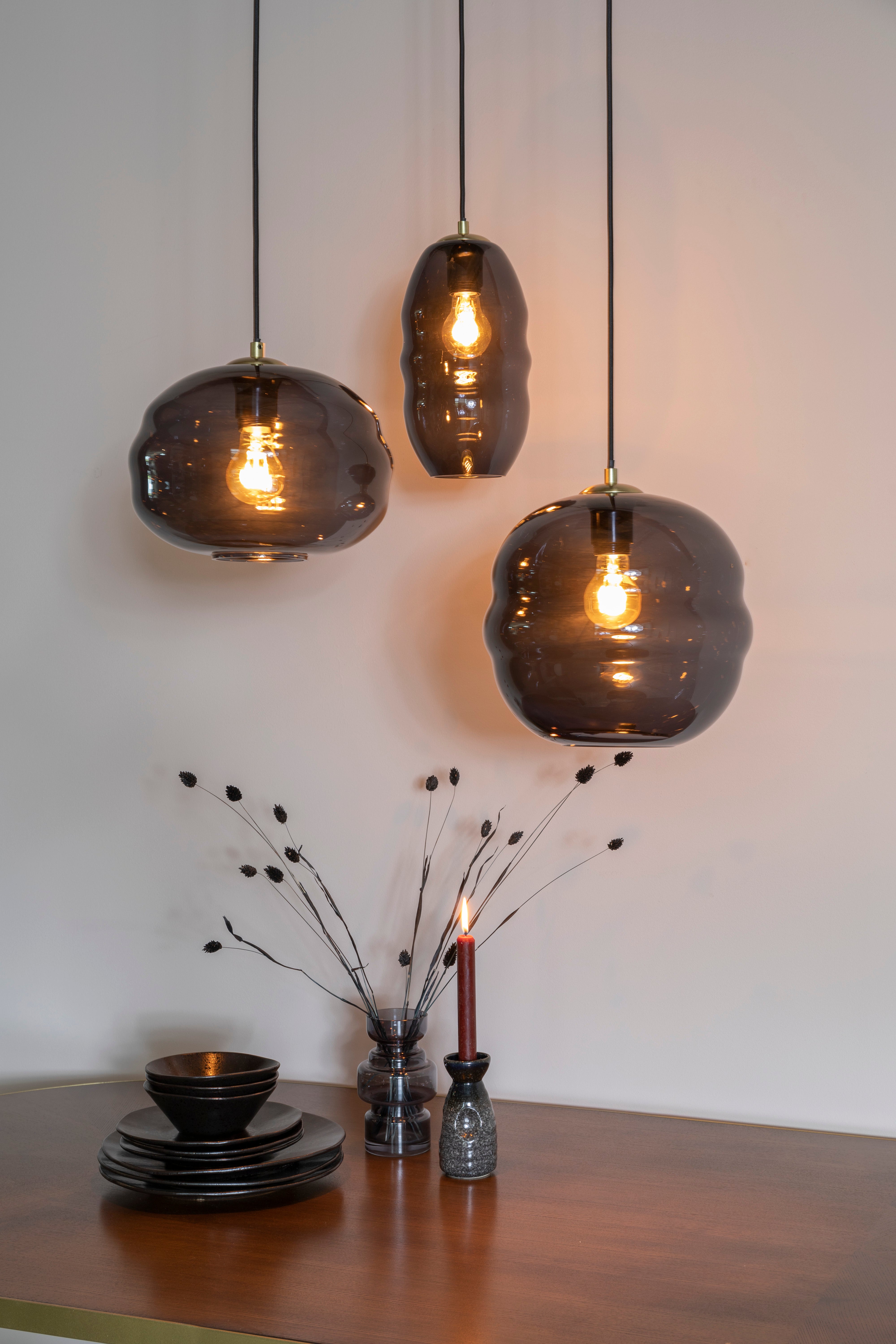 Hanglamp LAUREN zwart glas