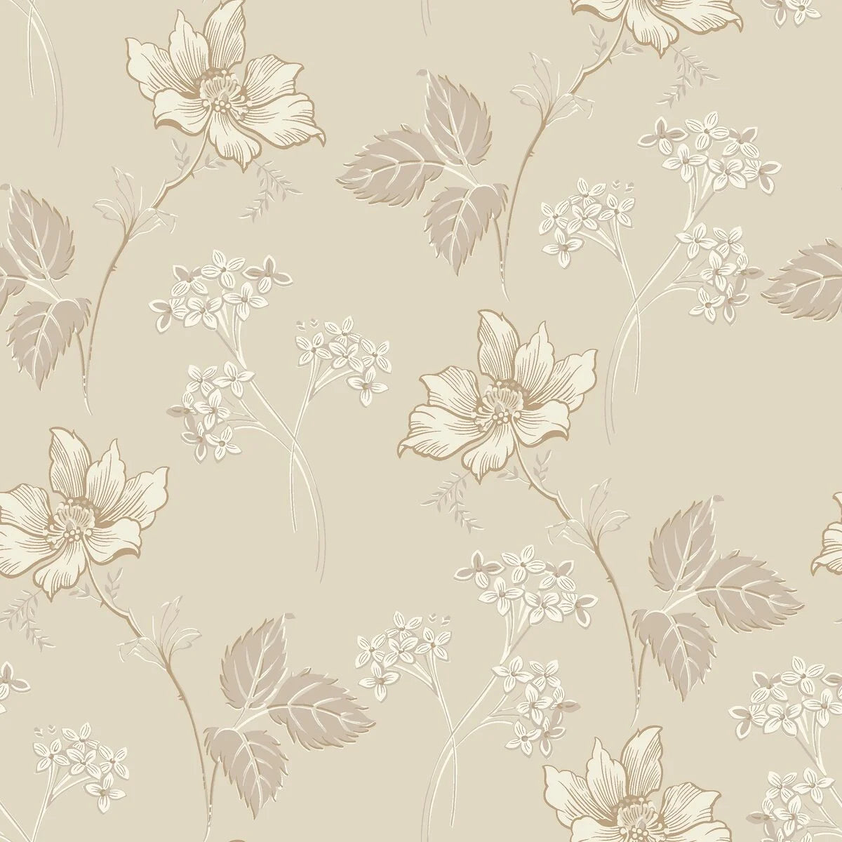 VALBORG Floral Pattern Wallpaper in Sand