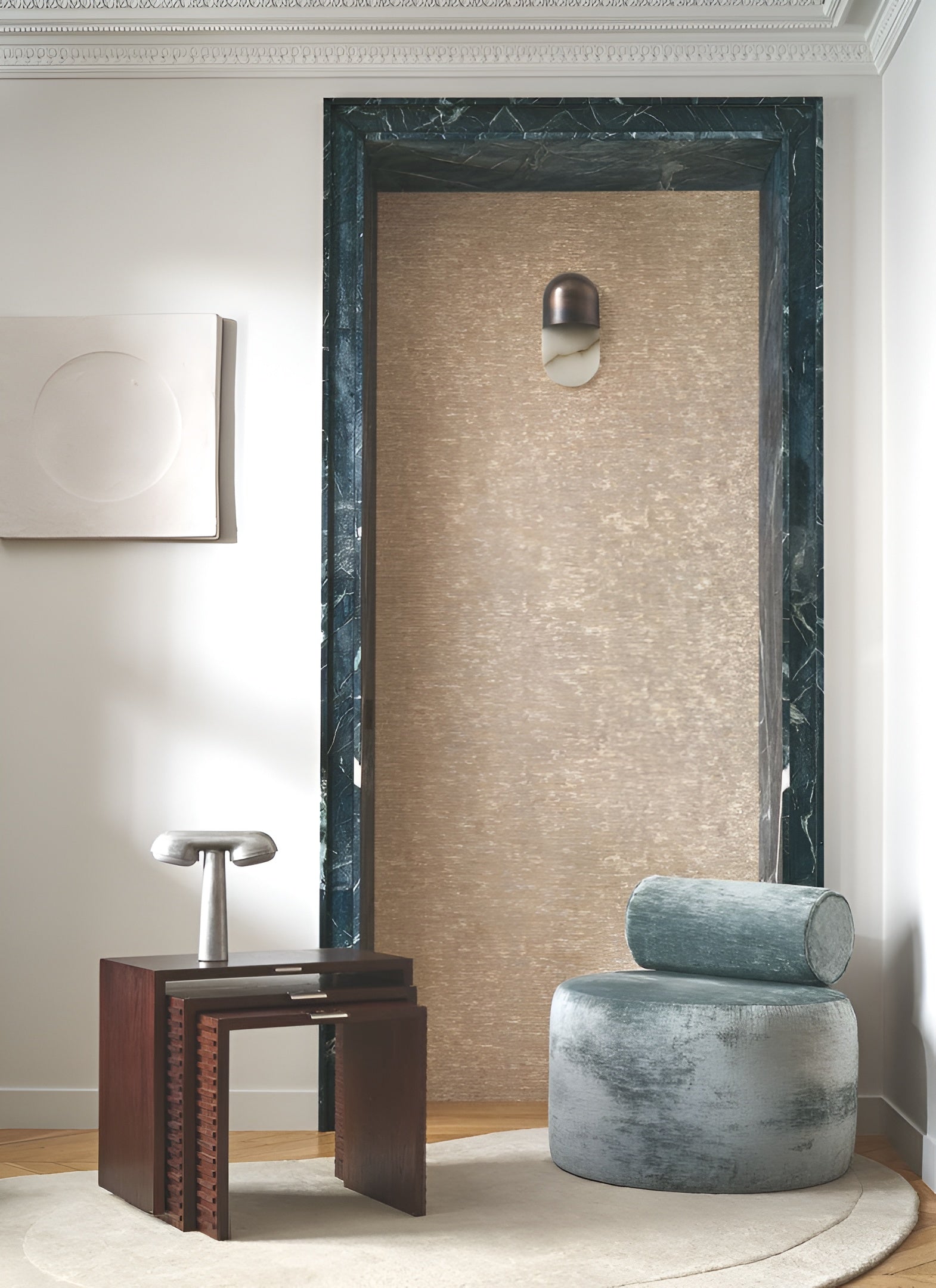 Structural textile wallpaper ARTOIS - BEIGE POUDRÉ powdered beige