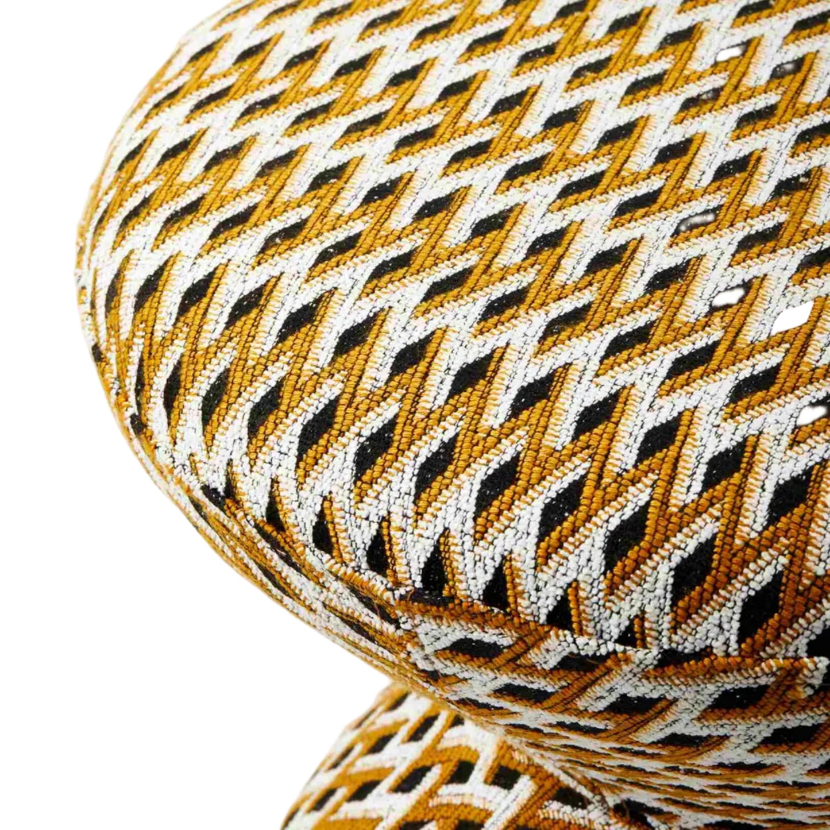 Hocker SOFT ZIG ZAG oranje met wit en zwart