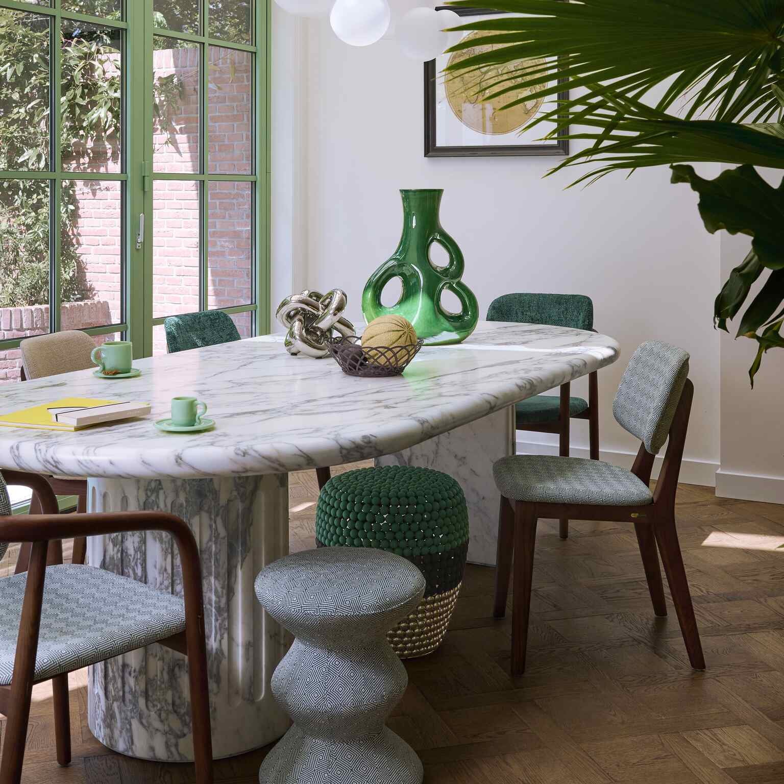 Hocker SOFT ZIG ZAG groen met wit