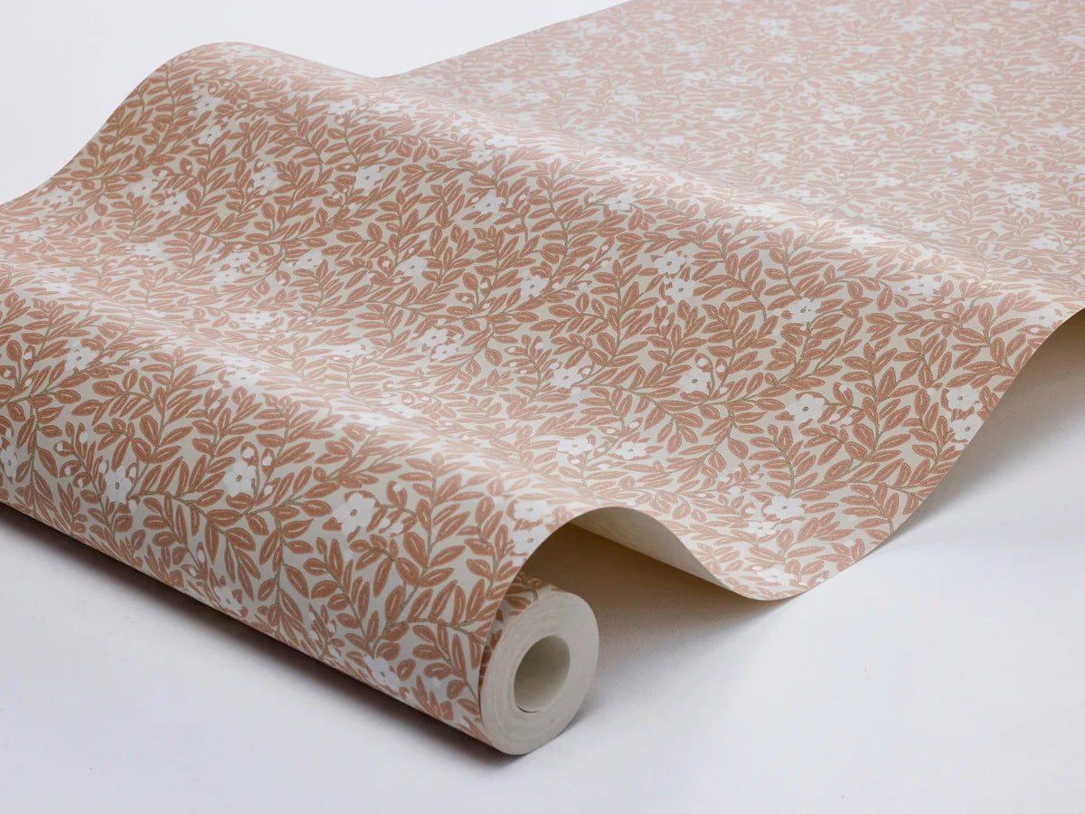 Tapete mit floralem Muster aus Blumen und Blättern MYRTEN rosa mit weiß