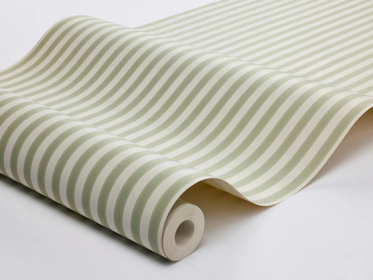 Behang met streepmotief MÖLLE STRIPE groen met beige