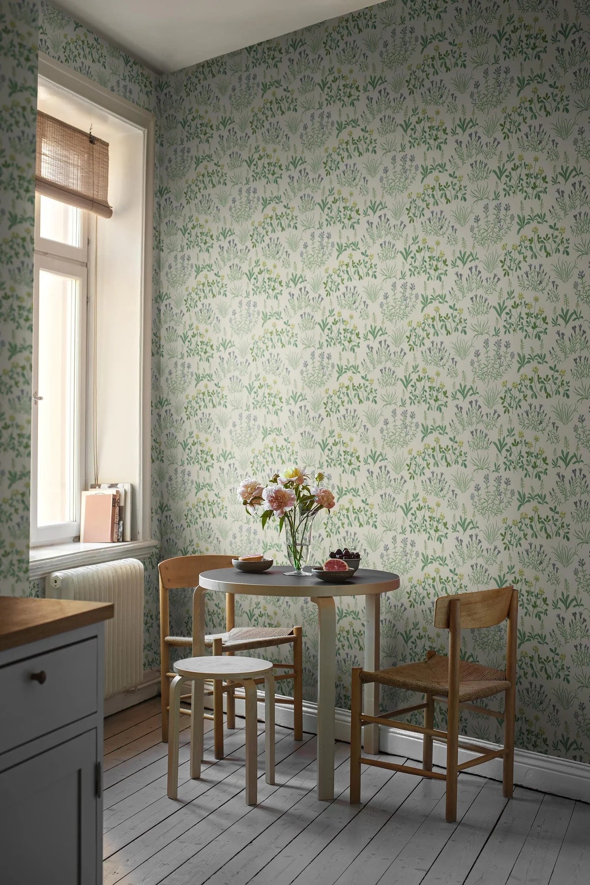 Wandtapijt met plantenmotief bloemen NORAS ANG wit met groen