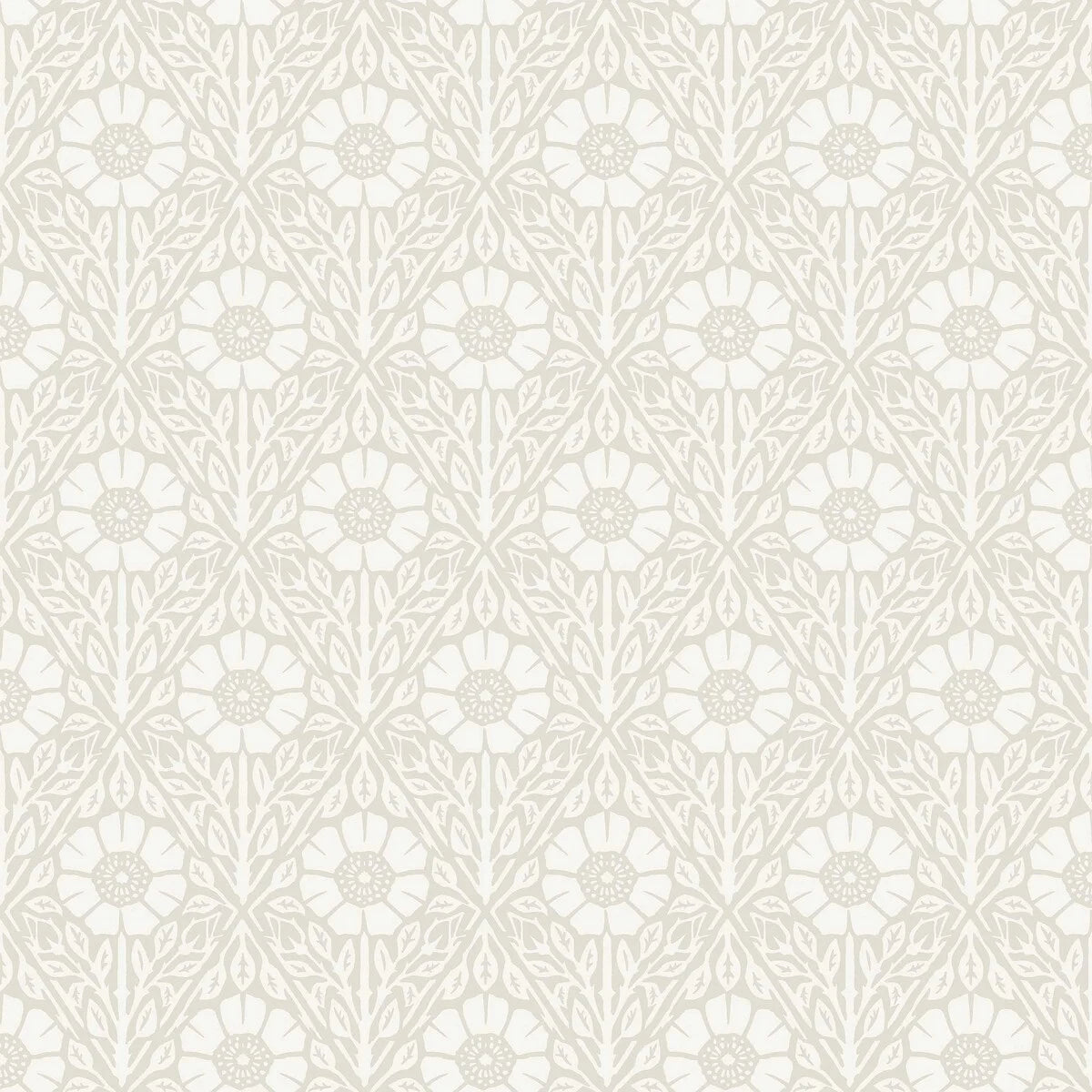 Behang met plantenmotief in bloemen NYPONROS grijs-beige met wit