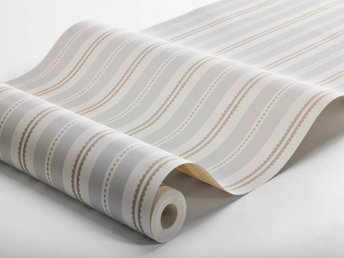 Gestreepte behang HEDDA beige met bruin