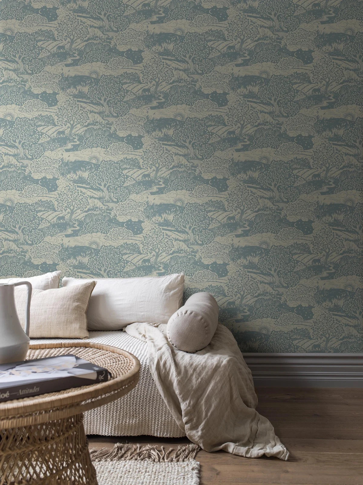 Kinder-Tapete mit Landschaft SOLANGEN blau-beige