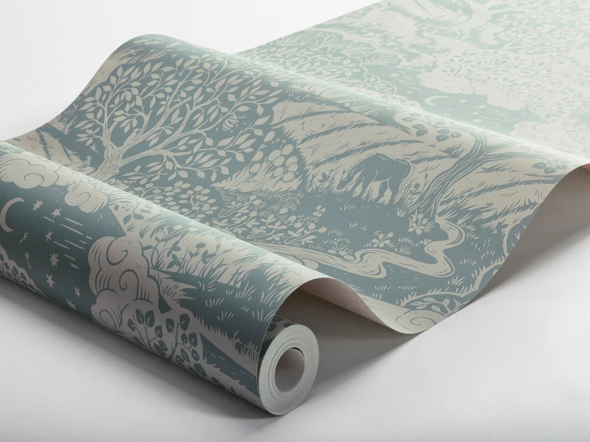 Kinder-Tapete mit Landschaft SOLANGEN blau-beige