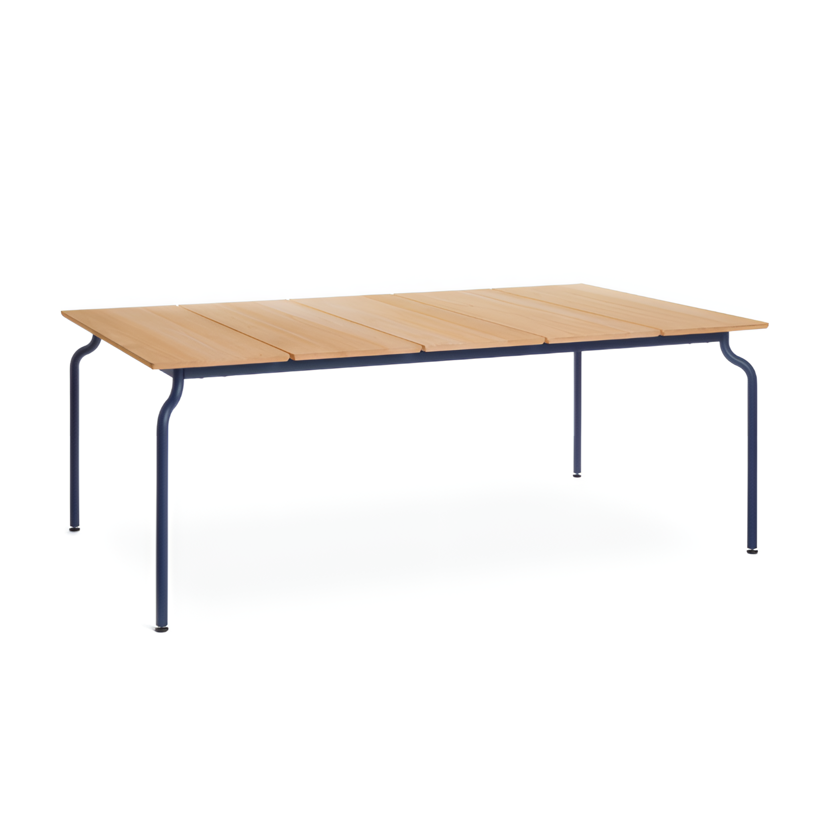 SOUTH Gartentisch aus Teakholz mit marineblauem Untergestell