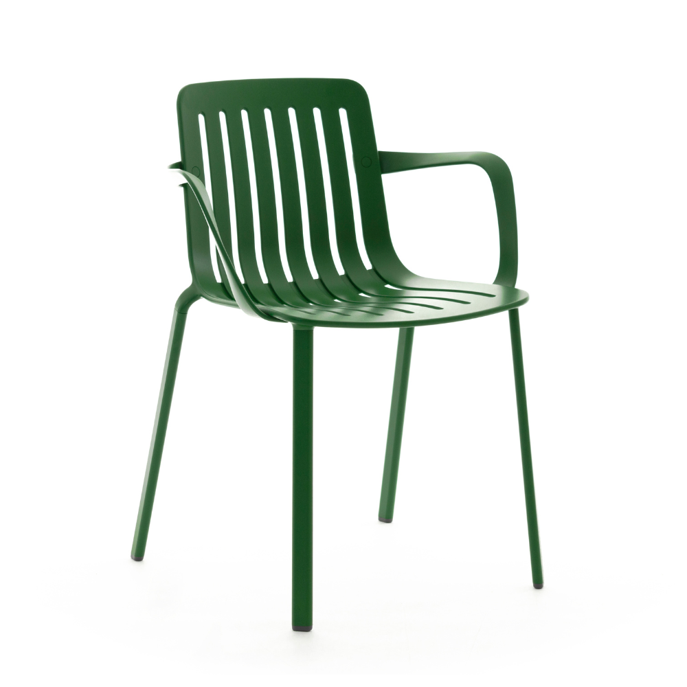 External chair with Plato Green armrests