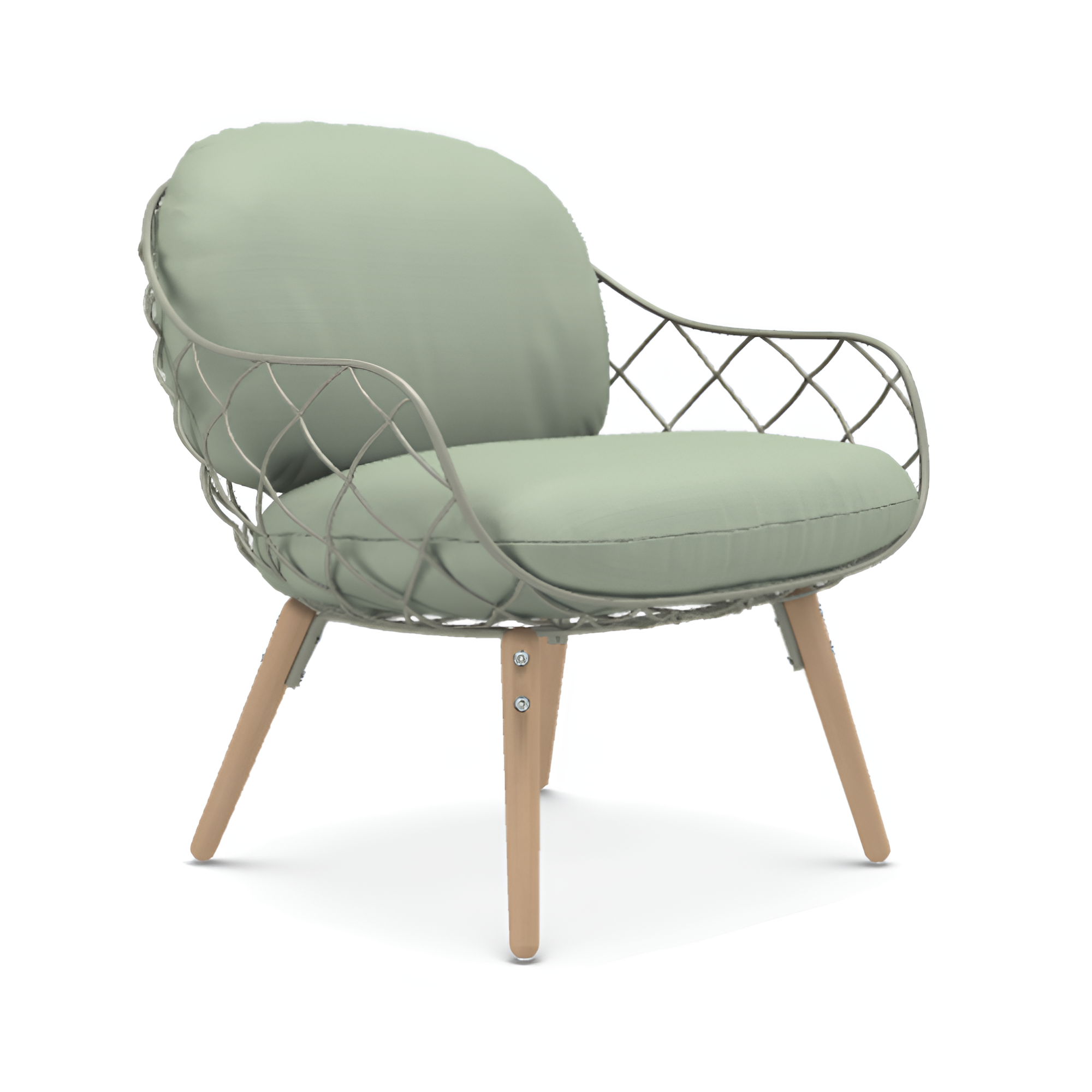 Fauteuil PIÑA groen met essen basis