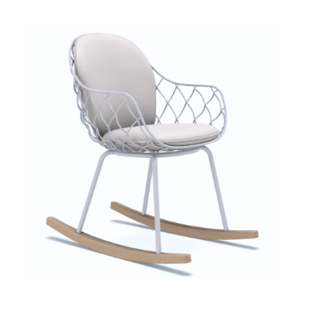 PIÑA rocking chair in white with an ash base