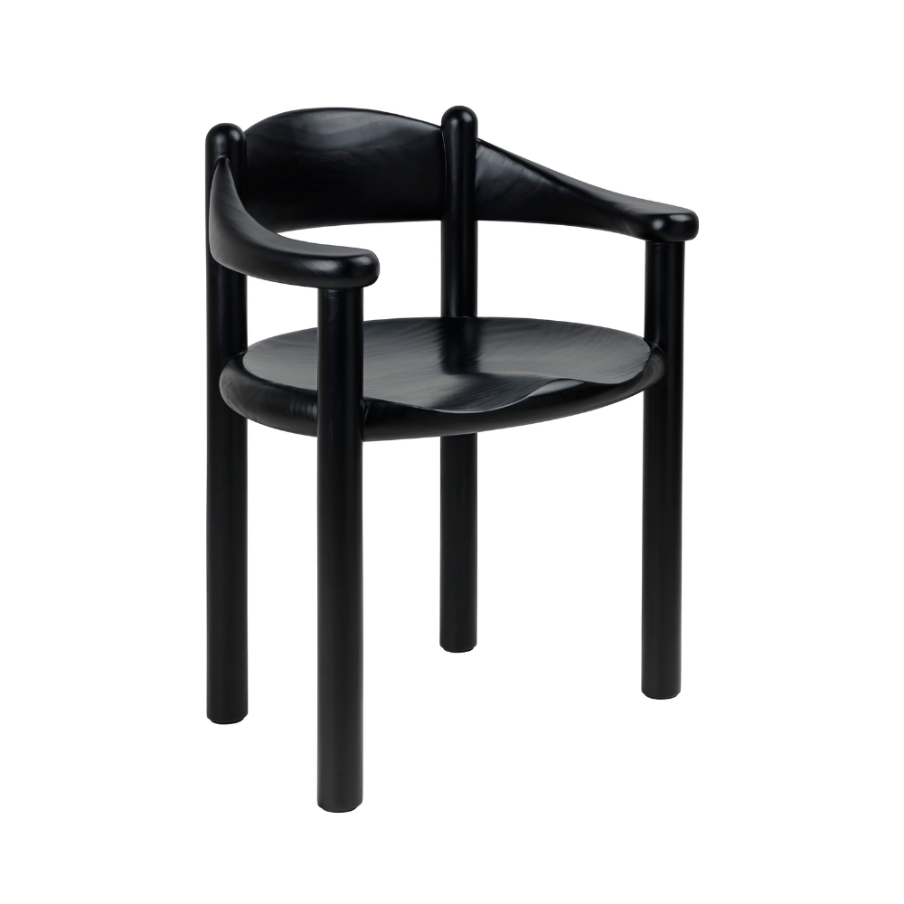 DAUMILLER Armchair with Armrests Black Pine Wood