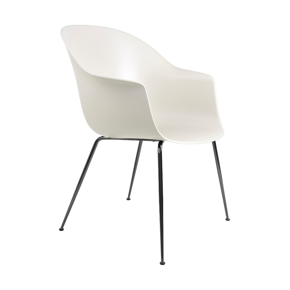 Stuhl BAT weiß mit schwarzem verchromtem Gestell