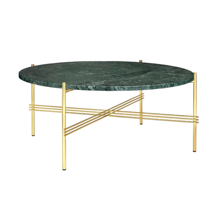 Ronde salontafel TS groen marmer met gouden basis