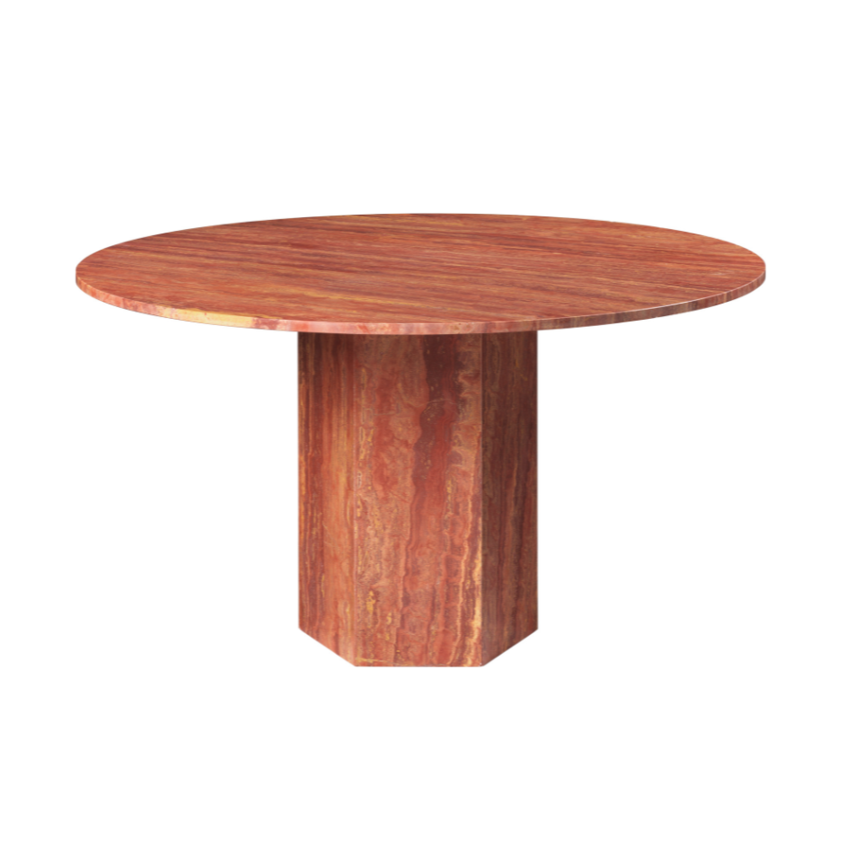 Runder Tisch EPIC roter Travertin