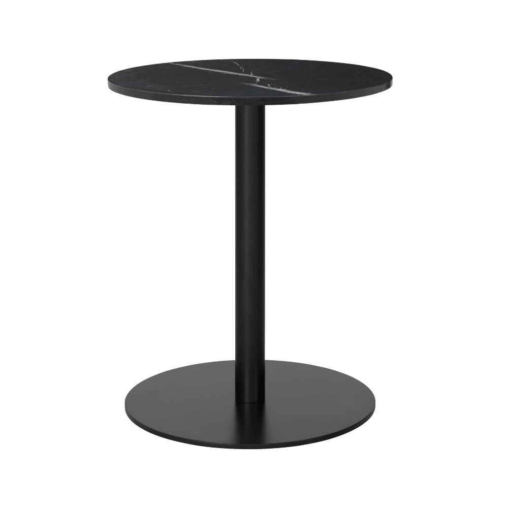 Runder Tisch 1.0 schwarzer Marmor mit schwarzem Fuß