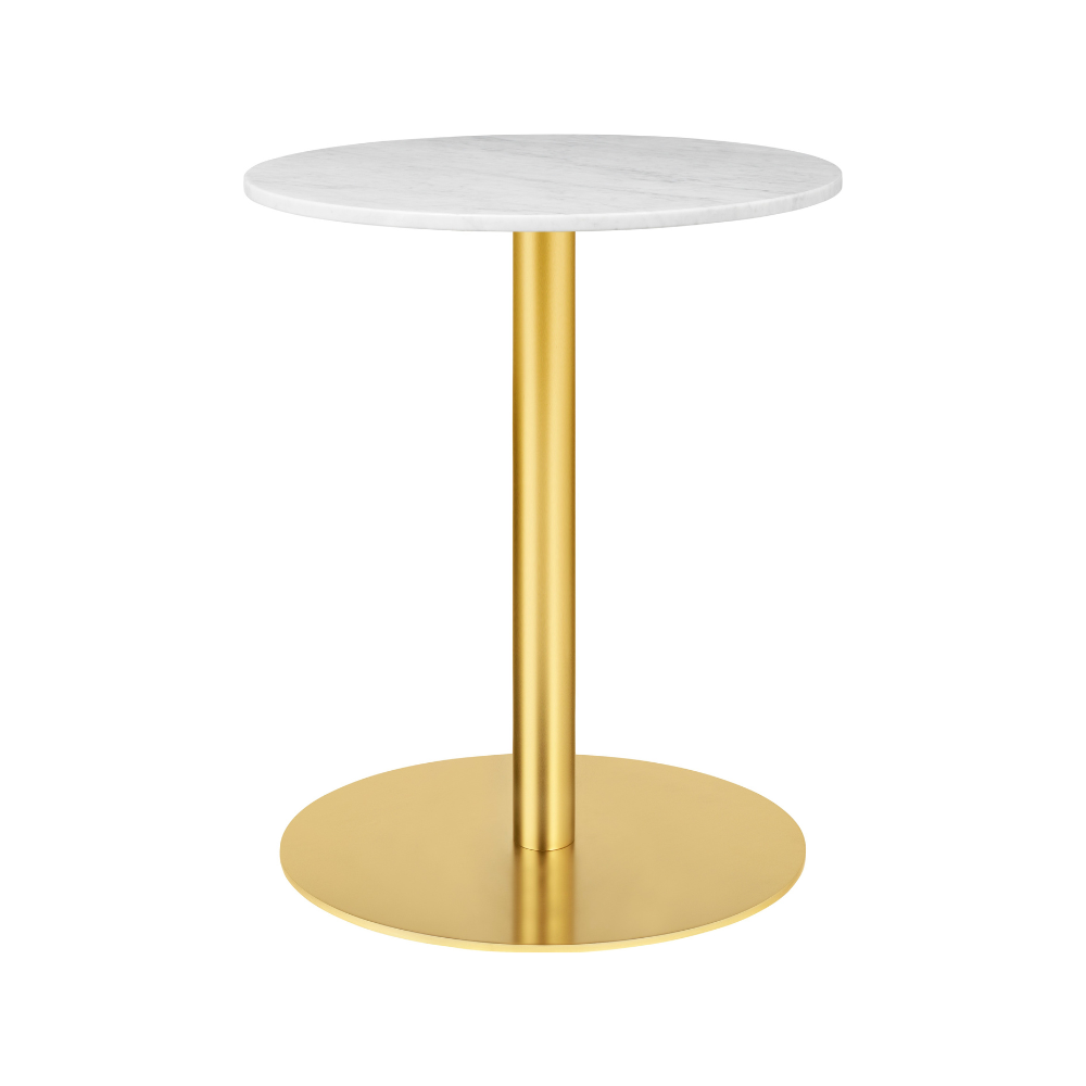 Round table 1.0 white marble with a gold base
