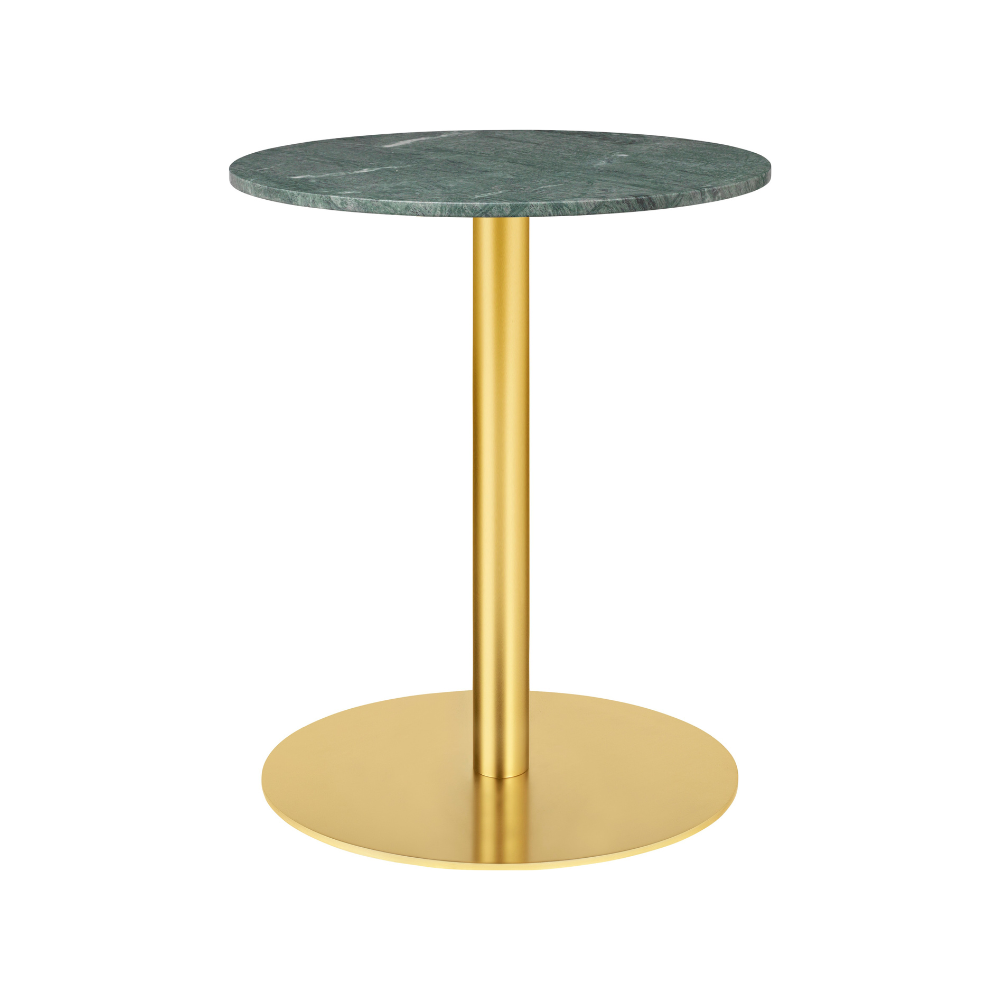 Round table 1.0 green marble with a gold base