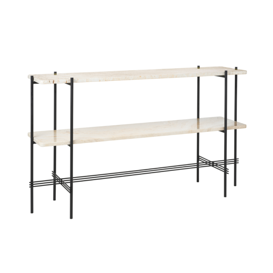 Konsola TS crème travertijn met zwarte basis