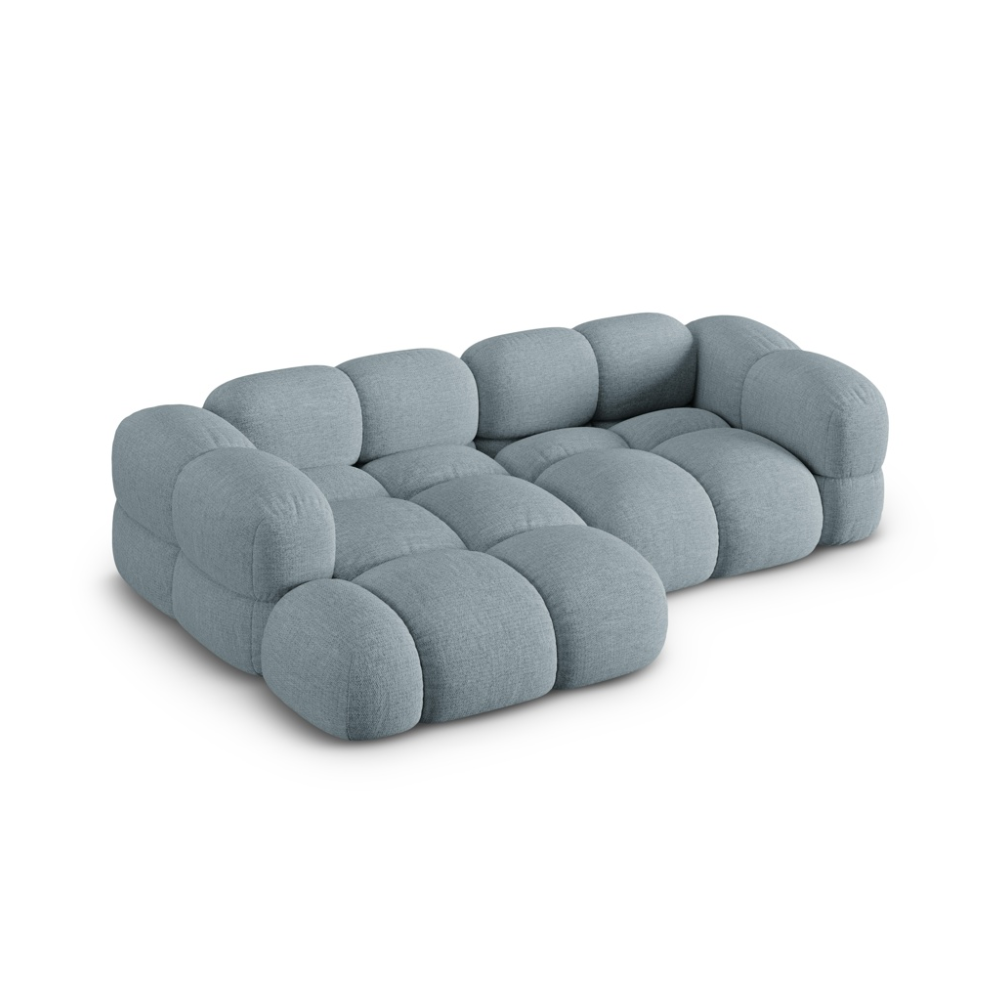LORETTO 3-Seater Left Corner Sofa in Pastel Blue