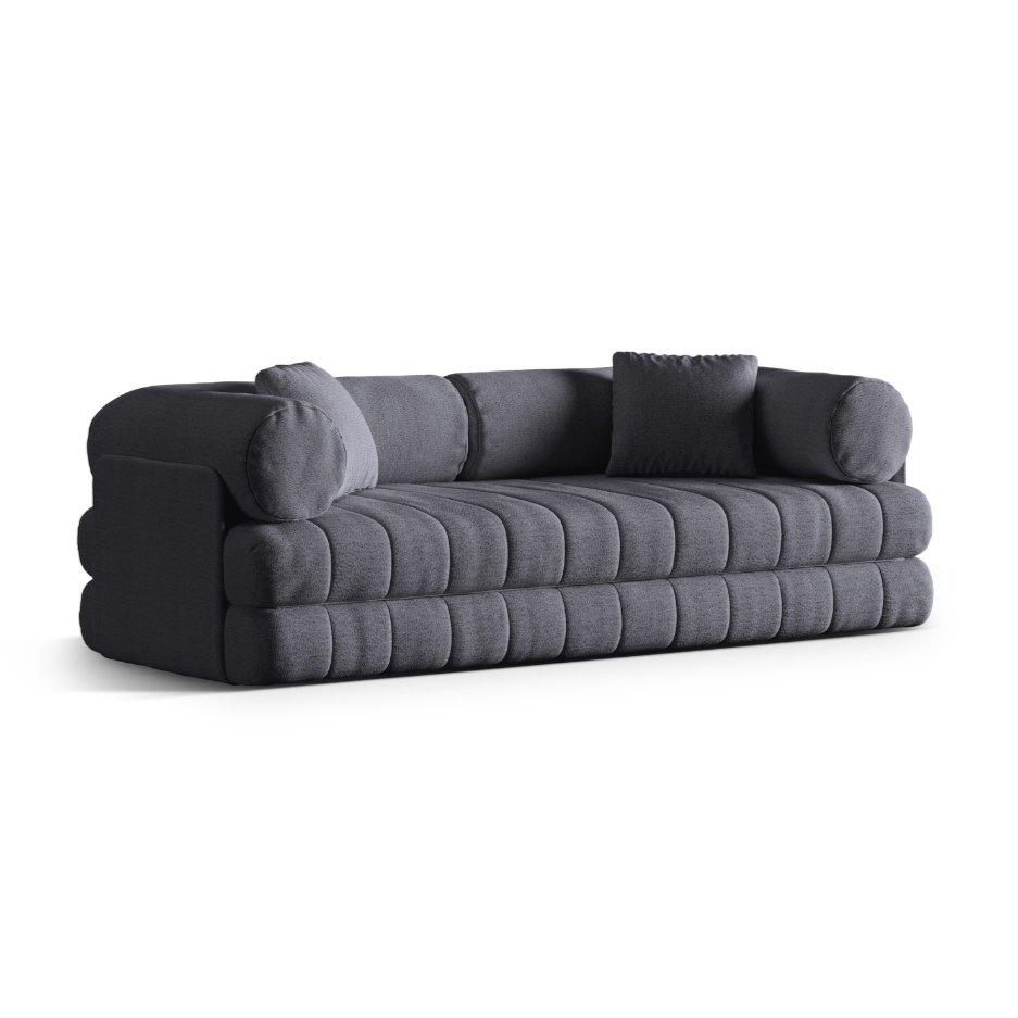 3-seater sofa with sleeping function KEMI gray bouclé