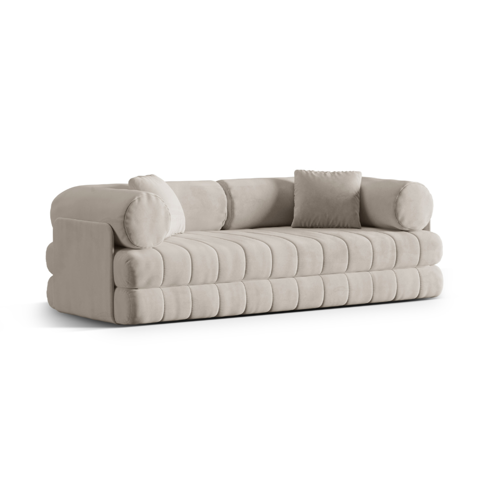 Sofa aus Samt für 3 Personen mit Schlaf-Funktion KEMI beige