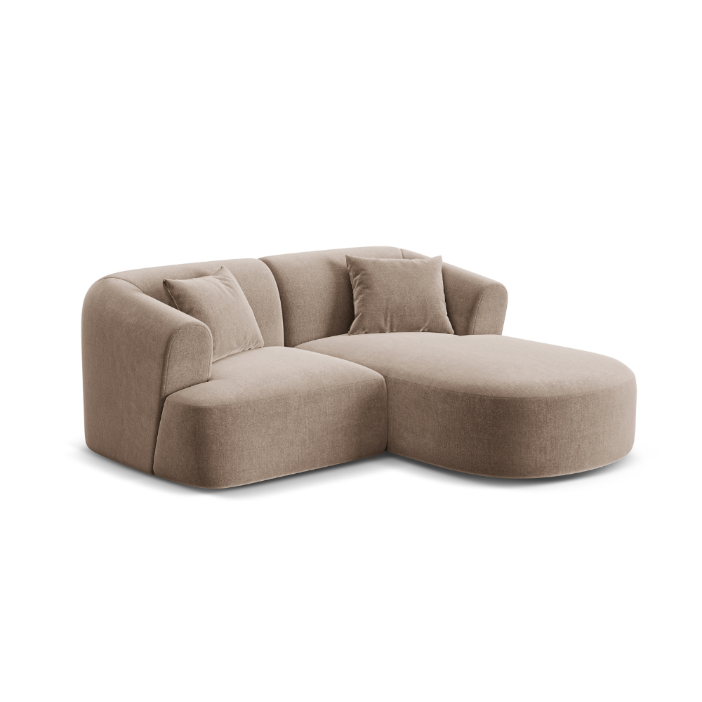 Right-facing velvet corner sofa for 3 people CAMPI dark beige