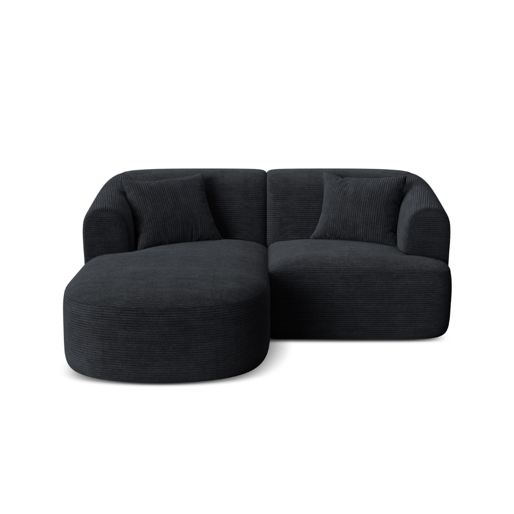 Left-sided 3-seater sofa CAMPI black corduroy