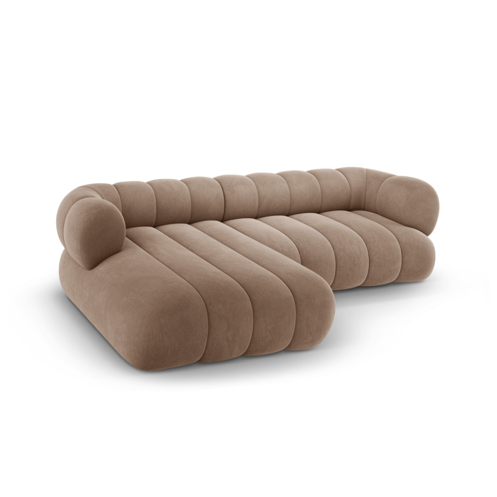 Samt-Ecksofa für 5 Personen links KOGE dunkelbeige
