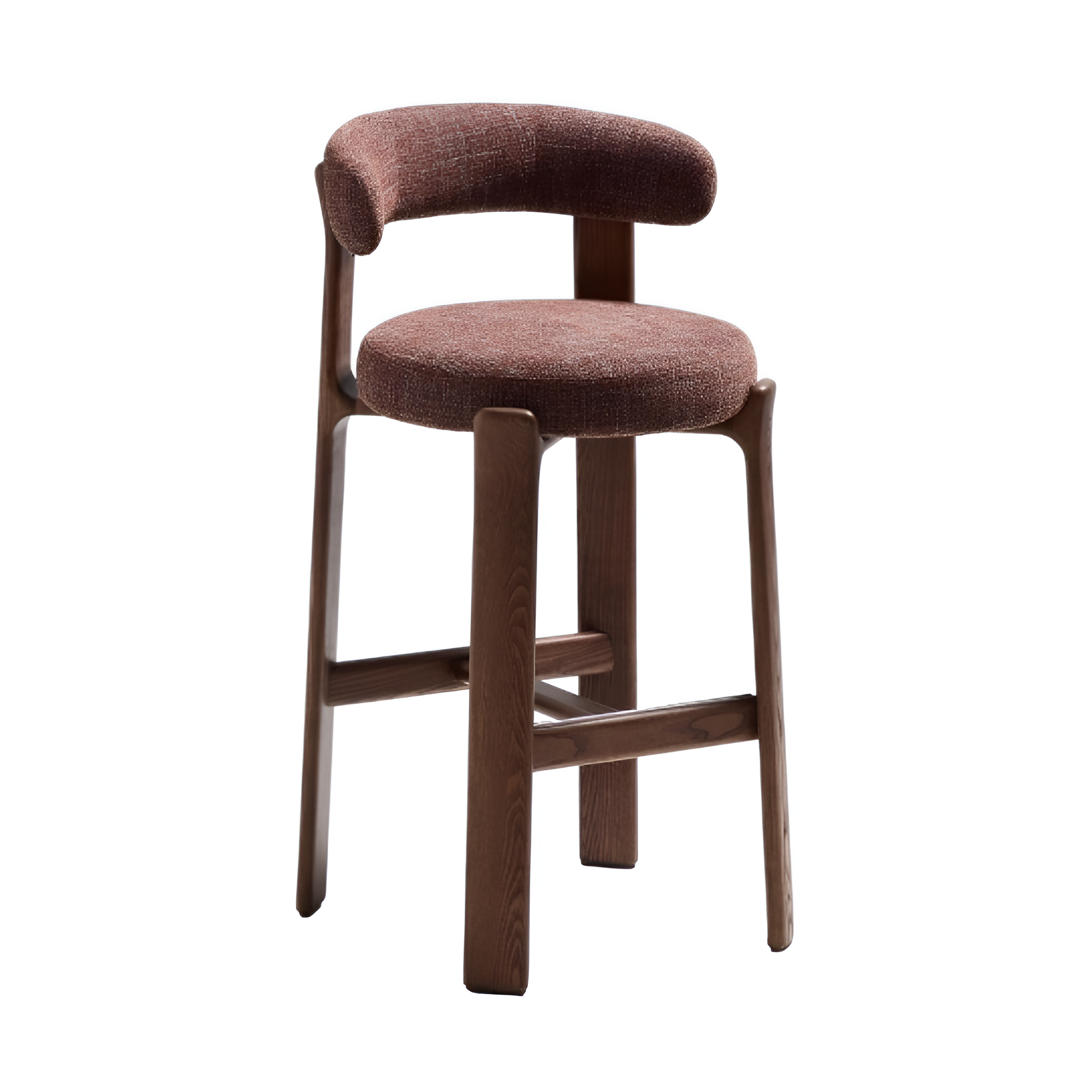 GRANITE brown chenille stool with a dark ash base