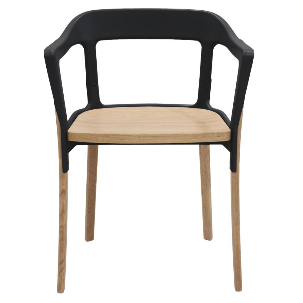 STEELWOOD chair made of beech wood with a black backrest
