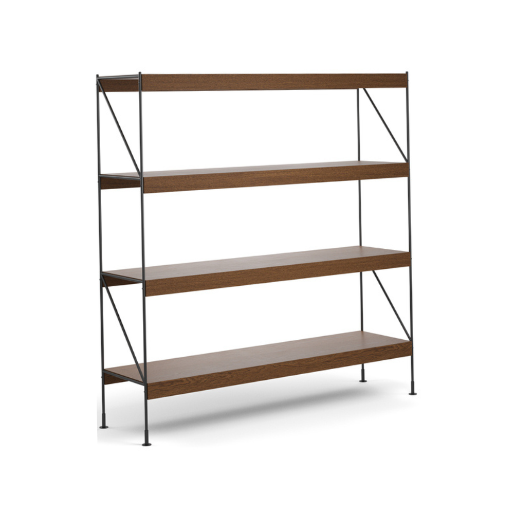 ZET shelf in dark oak wood with a black frame