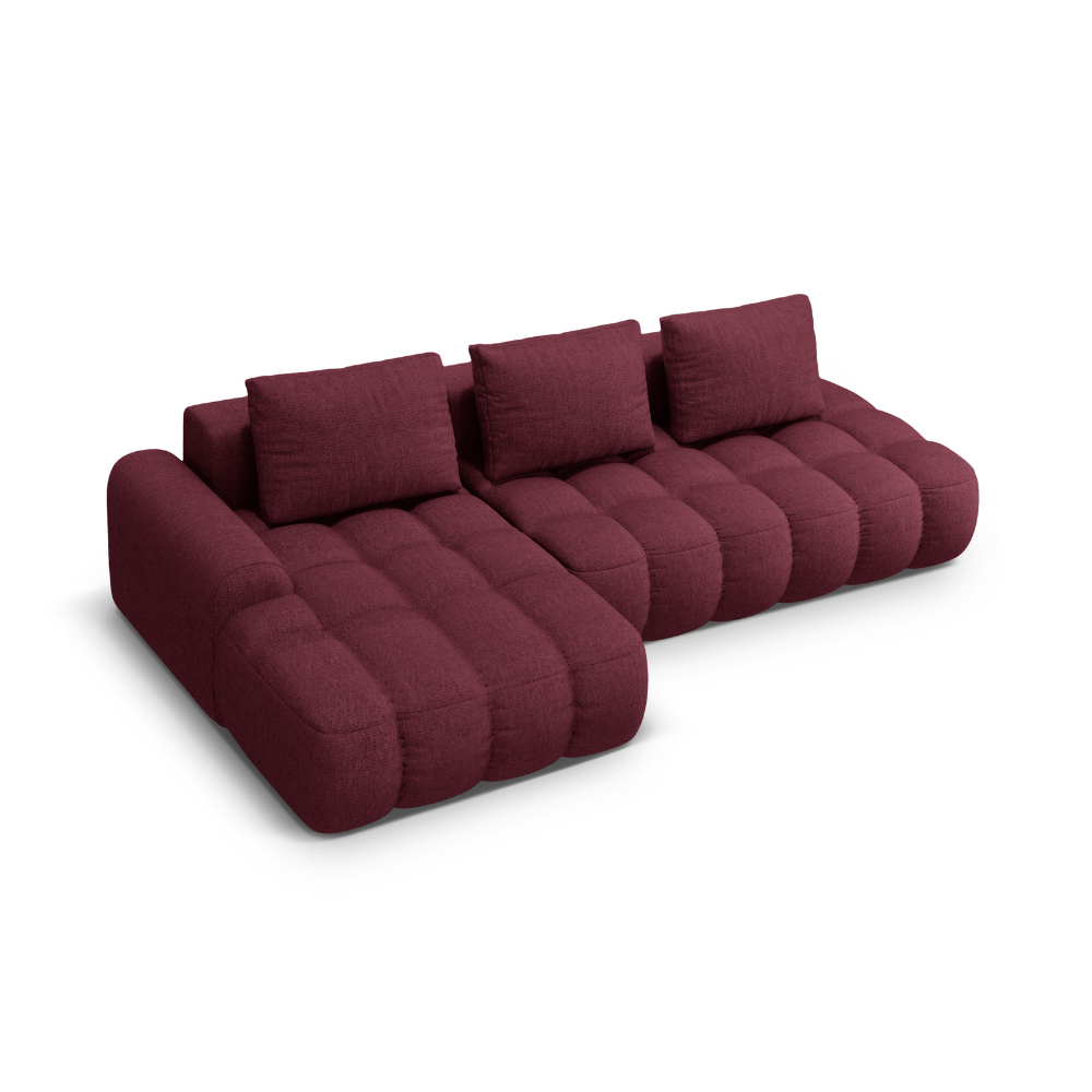 Linksseitige Schlafcouch für 3 Personen LINZ bordeauxrot
