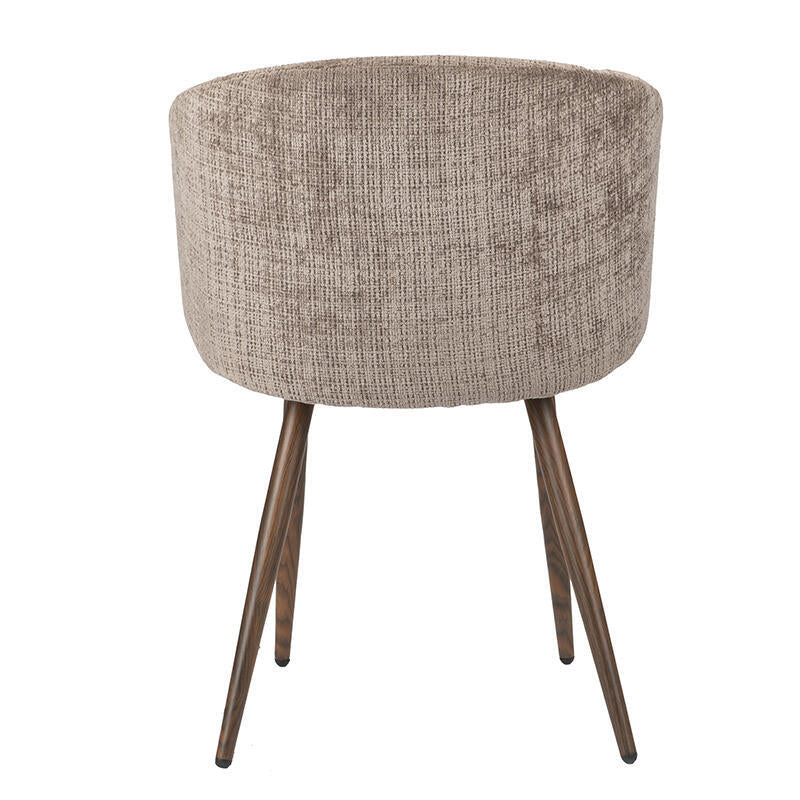 Stuhl LUNA taupe mit dunklem Holzgestell