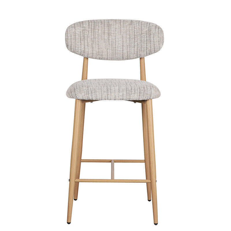 Hocker JAPANDI grau-beige mit Holzgestell