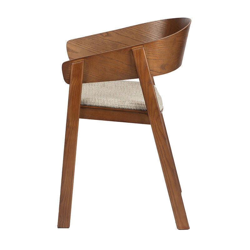 Sessel EDO beige mit dunklem Holzgestell