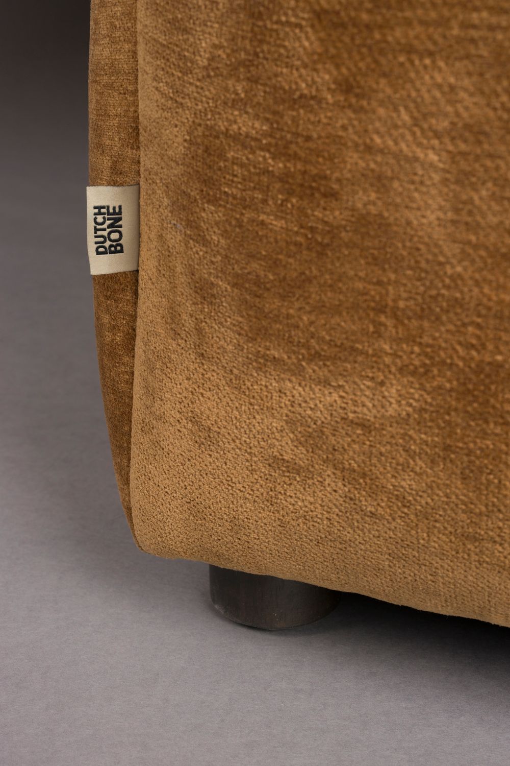 Modulares Sofa HACKMAN - linkes Endelement aus cognacfarbenem Samt