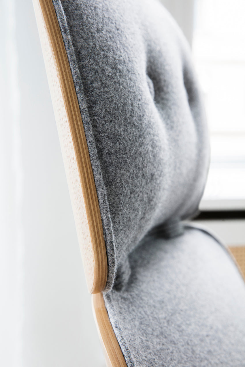 PAD armchair high oak veneer with a gray base